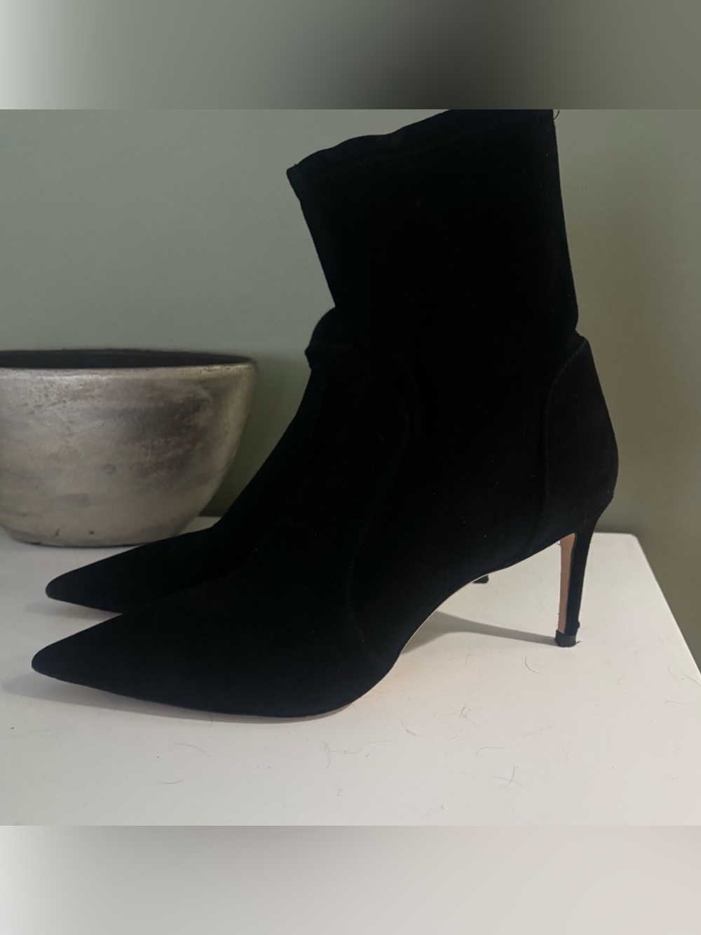Stuart Weitzman Black Suede Ankle Boots
